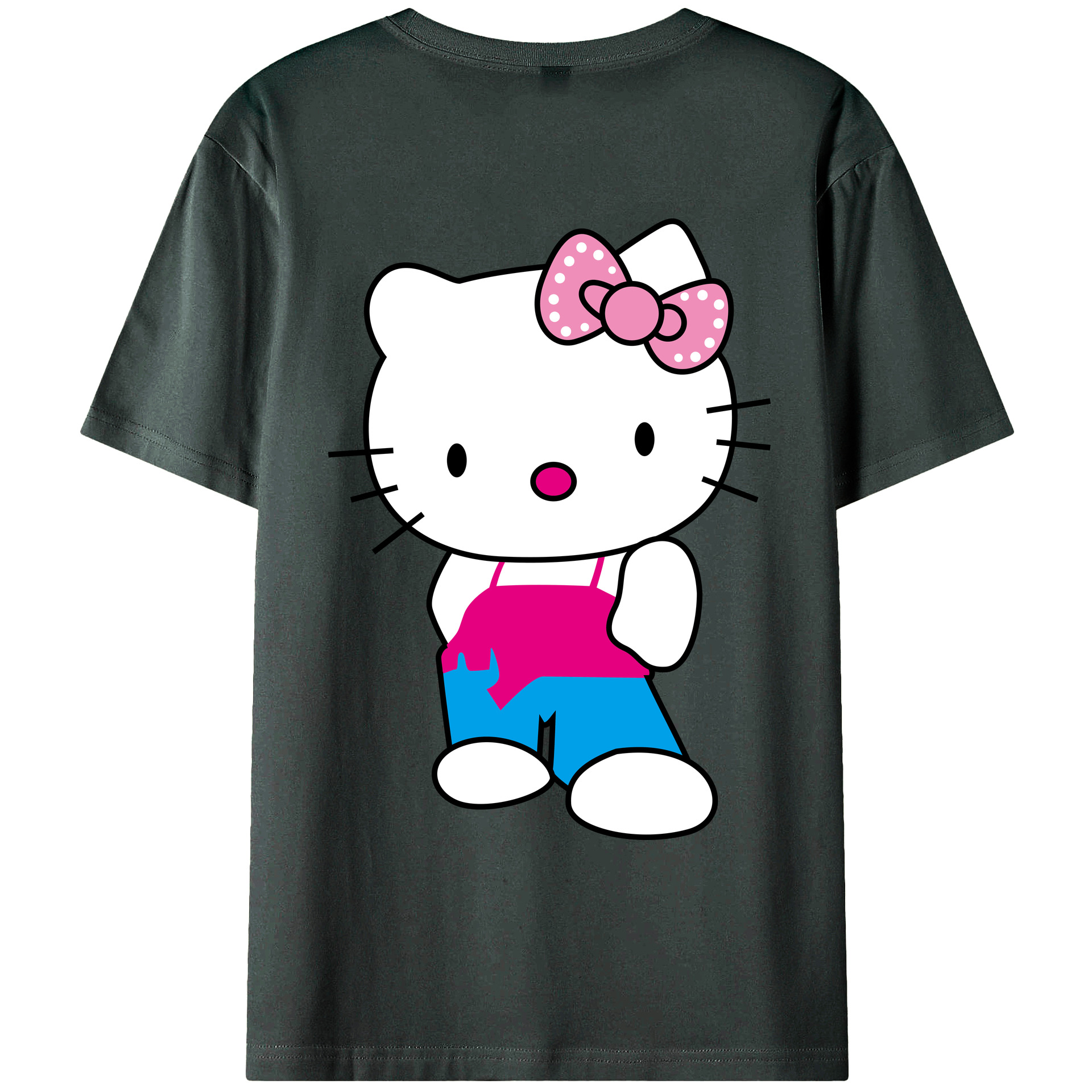（画像用） Hello Kitty ハローキティ 綿100％ メンズ半袖Tシャツ（バックプリント） 通気性